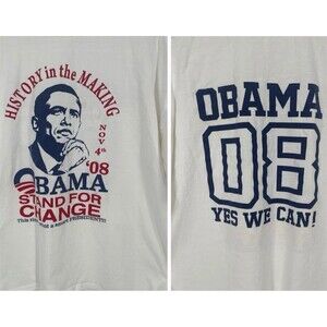 Obama President T-Shirt Jersey Change America Front Back Logo 2008 Yes We Can 2X